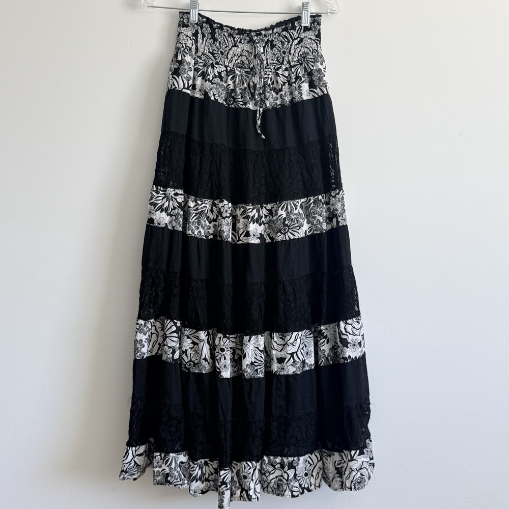 Lapis Maxi Skirt Boho Womens S Tiered Gypsy Festival Hippie Ruffle Lace